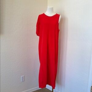 GSTQ Elegant Red Asymmetrical Dress